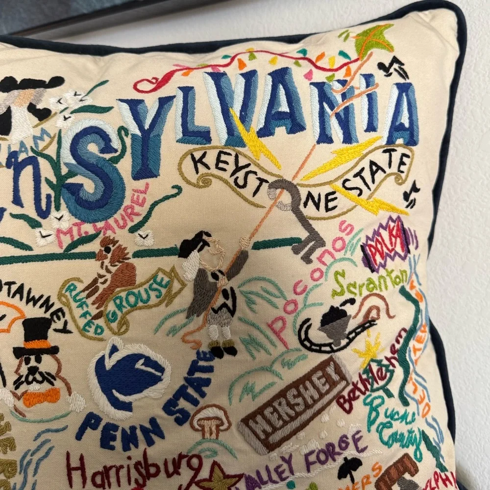 Cat Studio Pennsylvania Embroidered Pillow - Picture 3 of 13